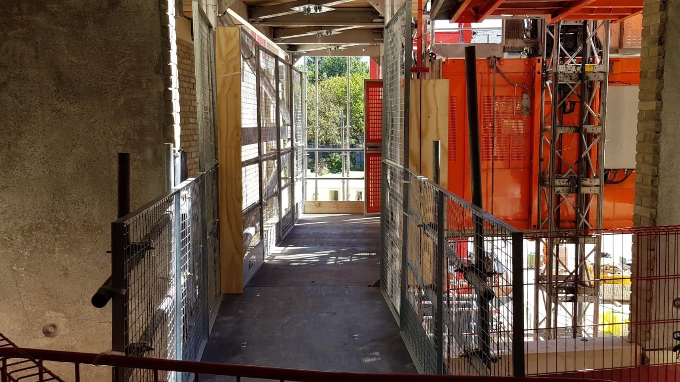 RECO Common Tower 5x1.6 metre configuration with an Alimak passenger hoist for high-rise access at construction site